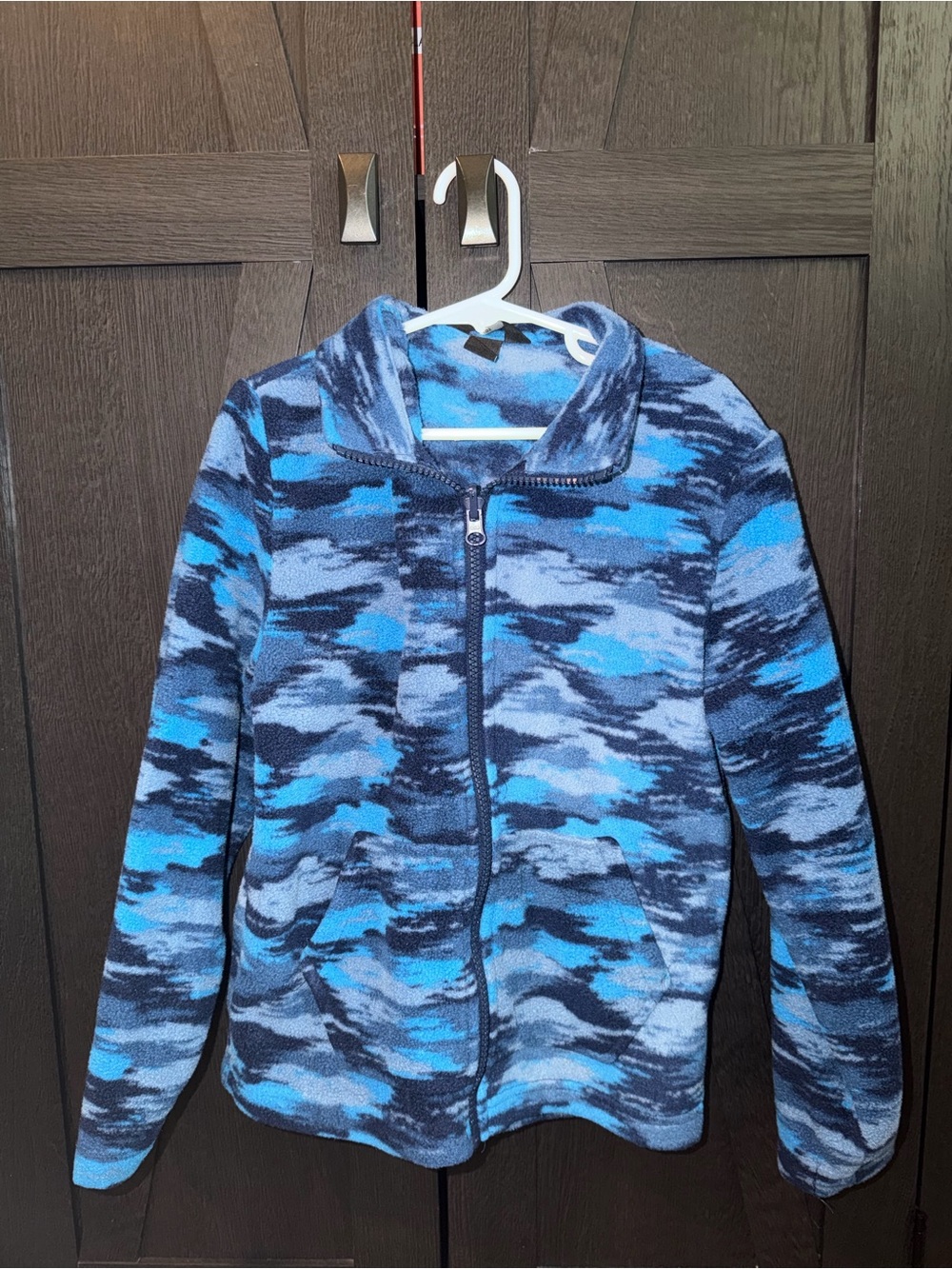 Eddie Bauer Blue Camouflage Zip Fleece Jacket